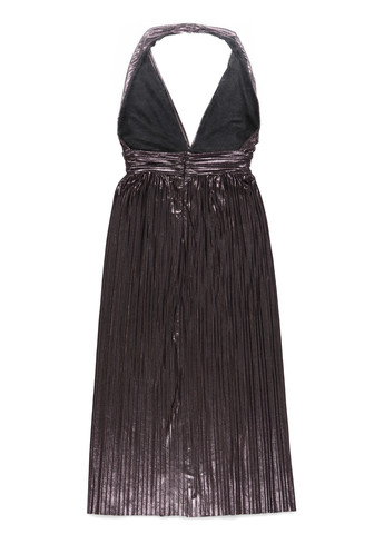 Коричневое вечернее, кэжуал платье с открытой спиной Bershka однотонное