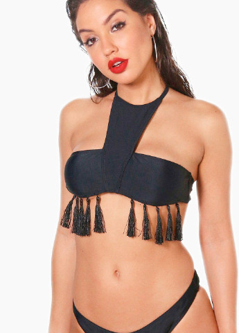 Черный летний купальник раздельный, бикини, бандо, халтер Boohoo