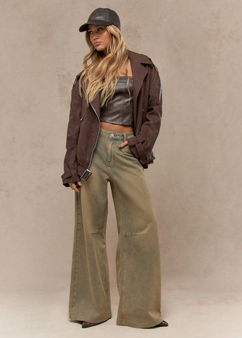 Коричнева демісезонна куртка косуха SHEIN