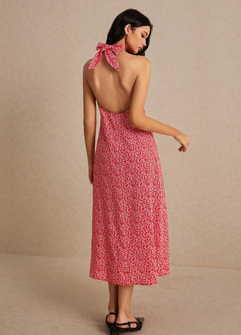 Червона кежуал сукня з відкритими плечима SHEIN з квітковим принтом