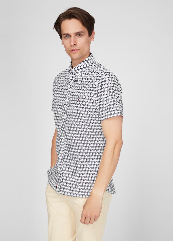 Белая кэжуал рубашка с геометрическим узором Tommy Hilfiger