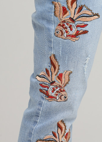 Голубые демисезонные зауженные, укороченные джинсы Linea Tesini