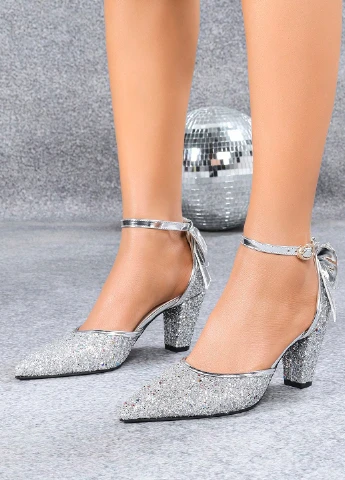 SHEIN Туфли анкл страп серебряный з полиуретан, китай — демисезон (339133649)