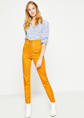 Оранжевые кэжуал демисезонные зауженные брюки KOTON