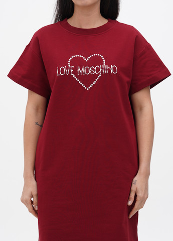 Бордовое кэжуал платье платье-футболка Love Moschino однотонное