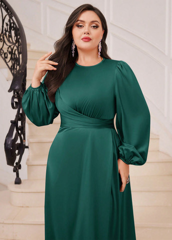 Темно-зелена кежуал сукня кльош SHEIN однотонна