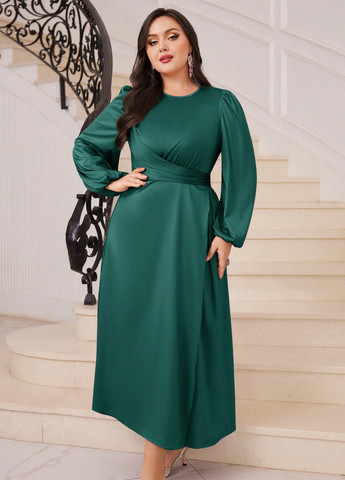 Темно-зелена кежуал сукня кльош SHEIN однотонна