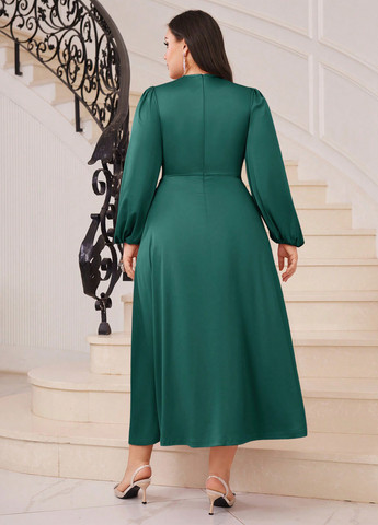 Темно-зелена кежуал сукня кльош SHEIN однотонна