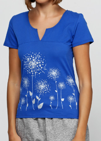 Синяя летняя футболка с коротким рукавом Трикомир