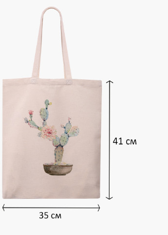 Еко сумка шоппер біла Кактус (Cactus) (9227-1773-WT) екосумка шопер 41*35 см MobiPrint (216642231)