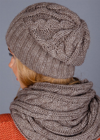 Темно-бежевый демисезонный комплект (шапка, шарф) Triko Bakh