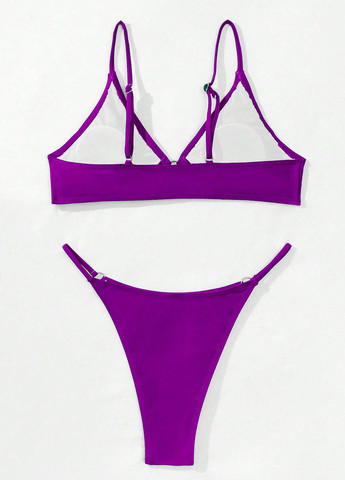 Світло-фіолетовий літній купальник (ліф, трусики) бікіні SHEIN