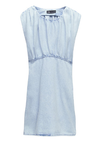 Голубое кэжуал платье Zara однотонное
