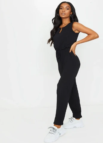 Комбинезон PrettyLittleThing однотонный чёрный кэжуал