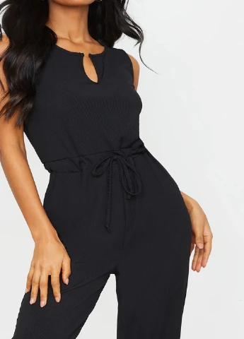 Комбинезон PrettyLittleThing однотонный чёрный кэжуал