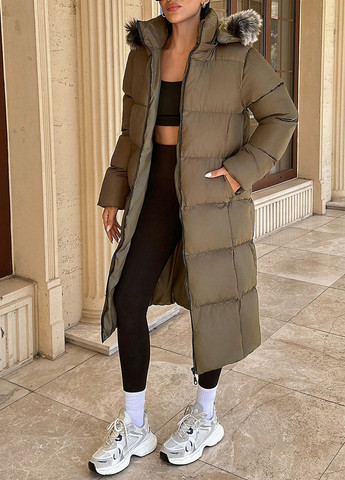 Оливковая (хаки) зимняя куртка куртка-пальто SHEIN