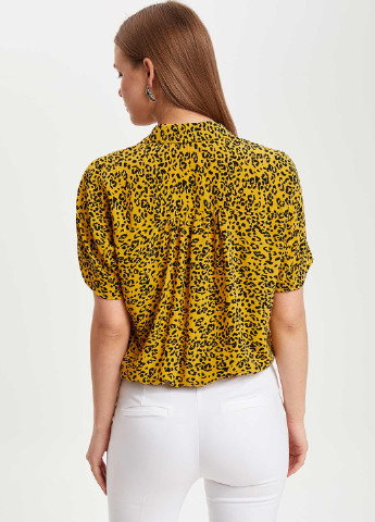 Горчичная кэжуал рубашка леопардовый DeFacto