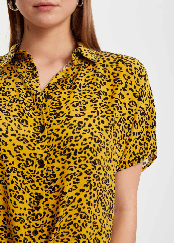 Горчичная кэжуал рубашка леопардовый DeFacto