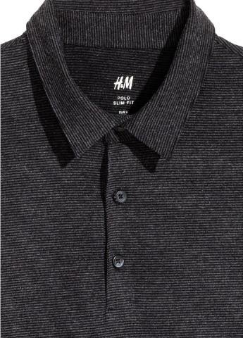 Поло H&M однотонне темно-сіре кежуал бавовна