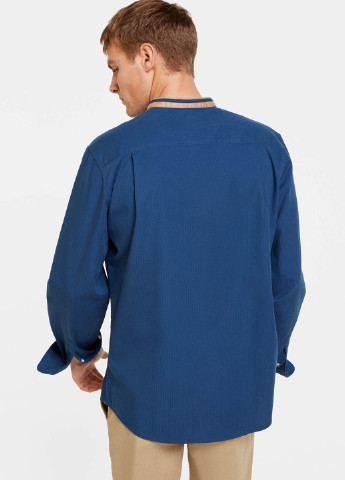 Синяя кэжуал рубашка однотонная Springfield