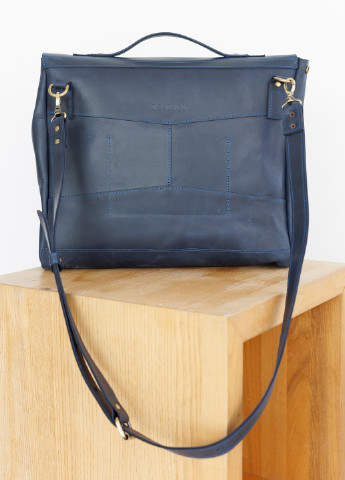 Мужская сумка для документов или ноутбука ручной работы из натуральной винтажной кожи синего цвета Boorbon (253449136)