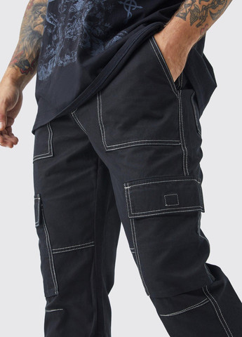 Черные кэжуал демисезонные карго брюки Boohoo