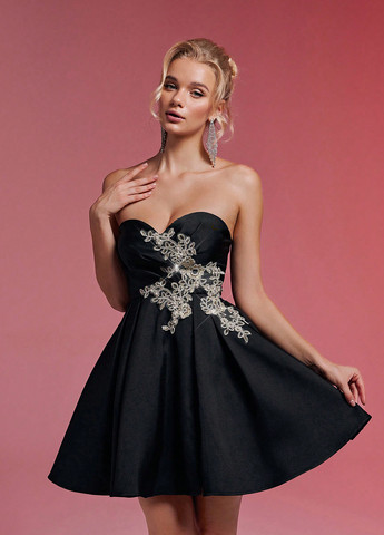 Чорна вечірня, коктейльна сукня з спідницею-сонце, з відкритими плечима SHEIN однотонна