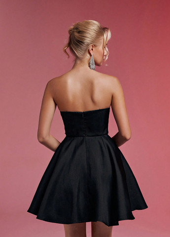 Чорна вечірня, коктейльна сукня з спідницею-сонце, з відкритими плечима SHEIN однотонна