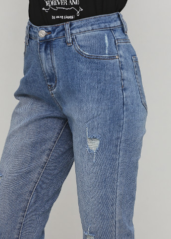 Джинси VICBEE завужені однотонні блакитні джинсові бавовна