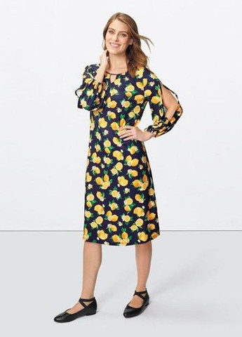 Сине-желтое кэжуал платье Avon с цветочным принтом