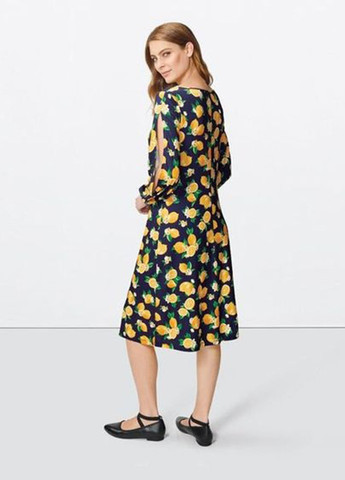 Синьо-жовтий кежуал сукня Avon з квітковим принтом