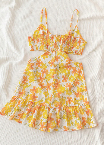 Комбинезон SHEIN комбинезон-шорты цветочный комбинированный кэжуал полиэстер