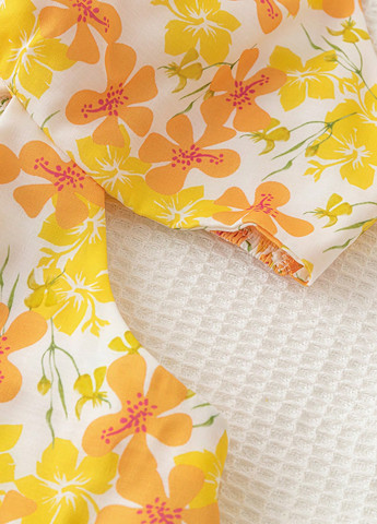 Комбинезон SHEIN комбинезон-шорты цветочный комбинированный кэжуал полиэстер