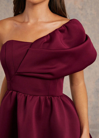 Бордова кежуал, коктейльна сукня бебі долл, з відкритою спиною SHEIN однотонна