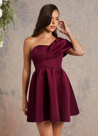 Бордова кежуал, коктейльна сукня бебі долл, з відкритою спиною SHEIN однотонна