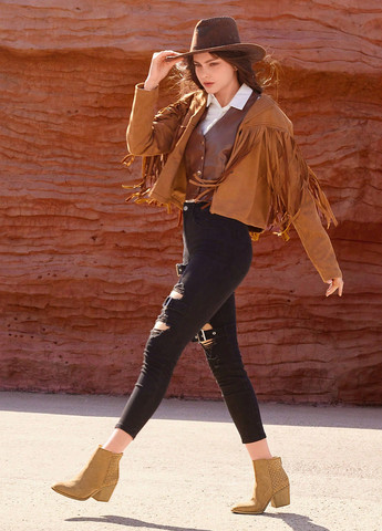 Осенние ботильоны казаки SHEIN с перфорацией из искусственной замши