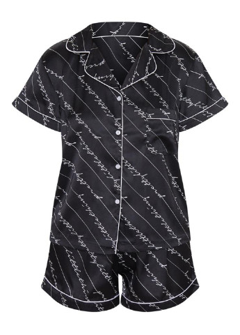 Черная всесезон пижама (рубашка, шорты) рубашка + шорты PrettyLittleThing