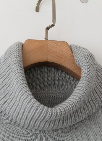 Серое кэжуал платье платье-свитер SHEIN однотонное