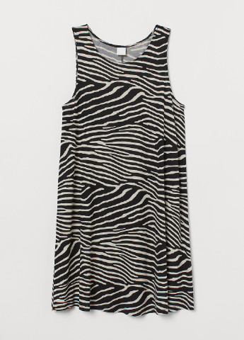 Черно-белое кэжуал платье H&M зебра