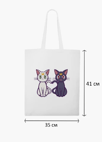 Эко сумка шоппер белая Луна Кошки Сейлор Мун (anime Sailor Moon Cats) (9227-2849-WT2) Еко сумка шоппер біла 41*35 см MobiPrint (221683000)