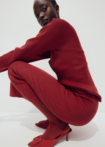 Красная кэжуал однотонная юбка H&M