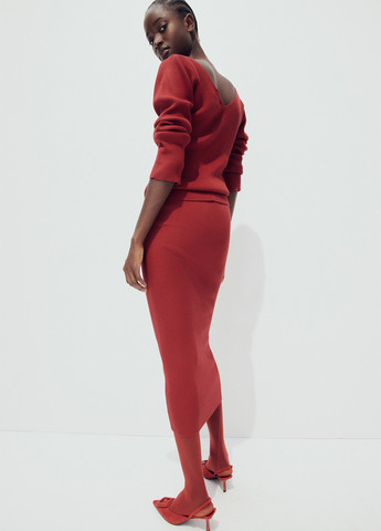 Красная кэжуал однотонная юбка H&M