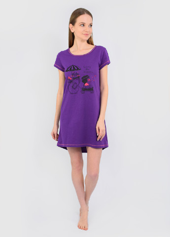 Фиолетовое домашнее платье короткое NEL с рисунком