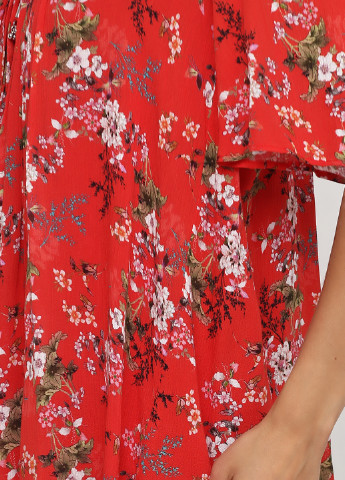 Красное кэжуал платье а-силуэт Mango с цветочным принтом