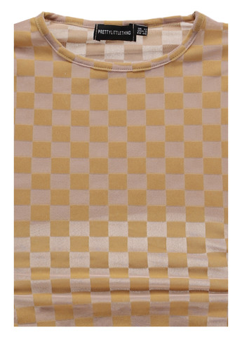 Бежева кежуал сукня з відкритою спиною PrettyLittleThing в клітинку