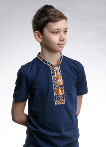 Вышиванка для мальчика с коротким рукавом Казацкая золотая вышивка Melanika (228500241)