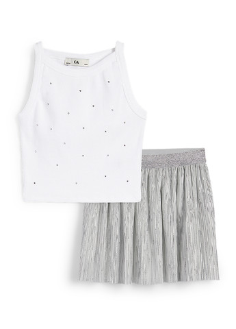 Белый летний комплект (топ, юбка) C&A