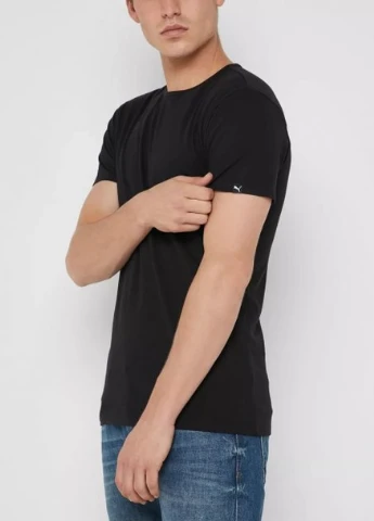 Чорна футболка basic men's crew neck t-shirt 2p 90730701 xl 2 шт black (8718824591902) Puma