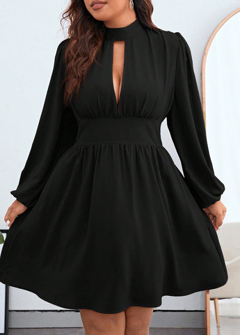 Чорна кежуал сукня кльош SHEIN однотонна