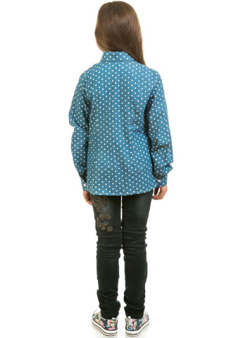 Голубая в горошек блузка с длинным рукавом Kids Couture летняя